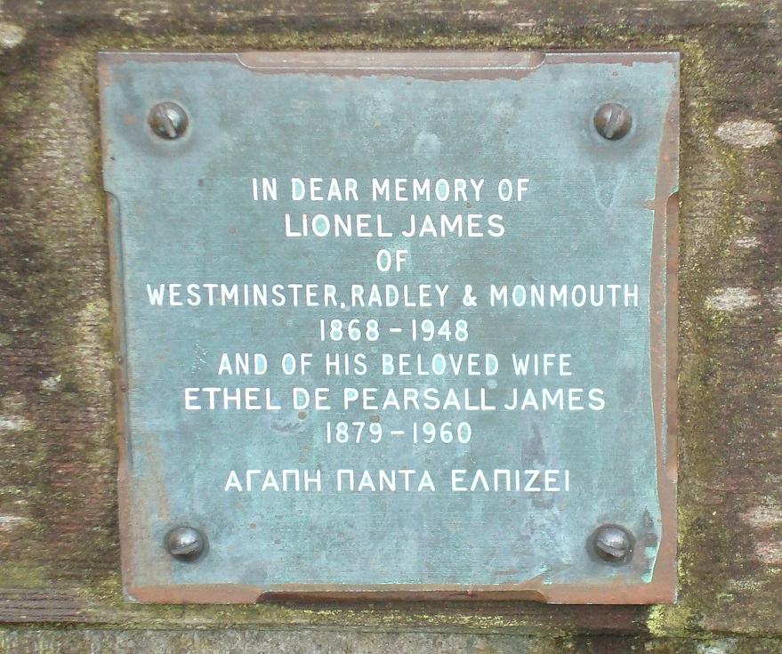 Plaque on the memorial bench at Buxted